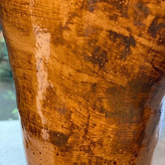 Vintage Handmade Glossy Ceramic Wood Print Vase - Picture 5 of 15
